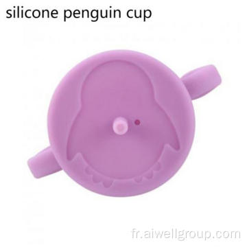 Entraînement pour bébé Boire la tasse de pingouin en silicone de paille en paille